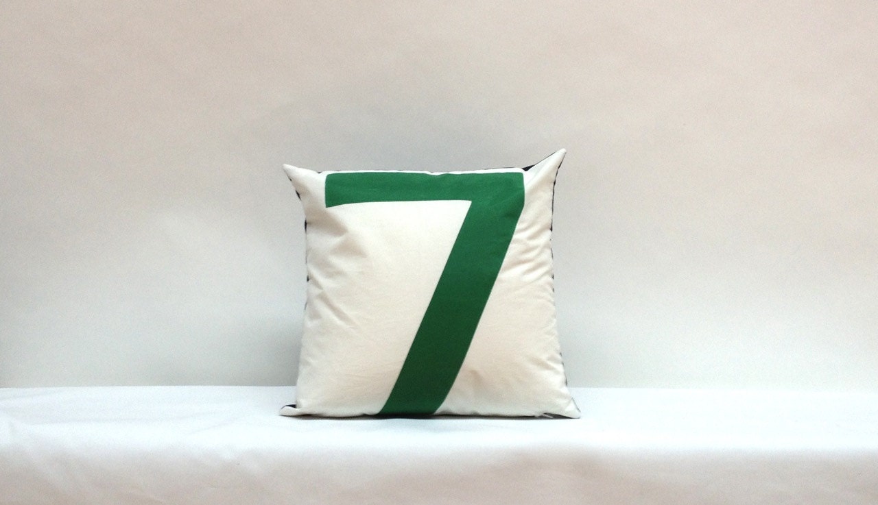 Nautical Recycled Sail Throw  Pillow - Green Number 7