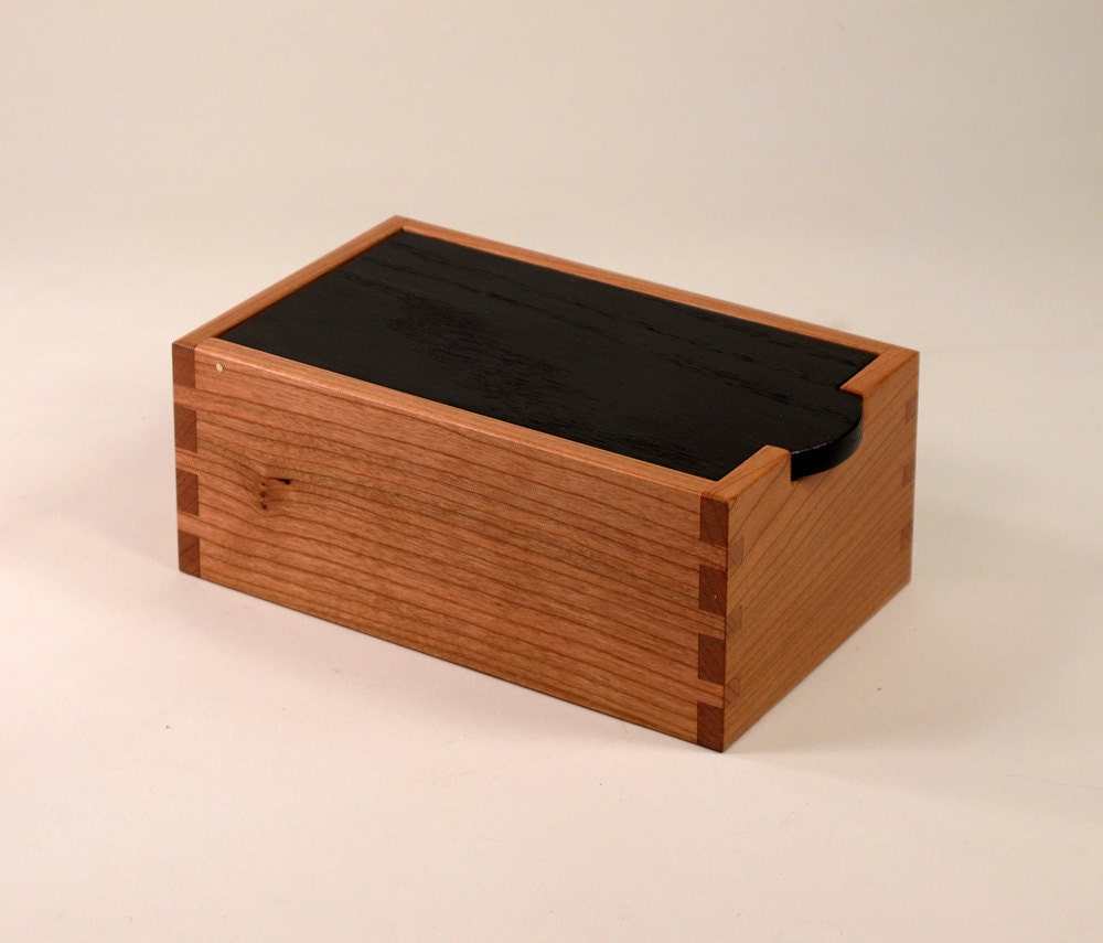 Cherry Wood Keepsake Box with Black Lid