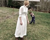 Antique Edwardian Smocked Dress with Cross Stitching