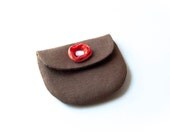 Coin purse Gift for bridesmaid clutch fabric wallet clutch bridal wedding pouch chocolate brown orange rose by Lolos