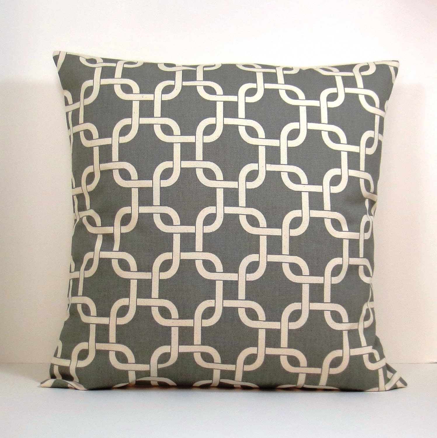 Gray Links decorative throw pillow cover 18 x18 inches /Accent cushion sham/ slipcover.