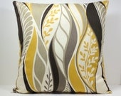 Mustard Yellow Gold  Abstract Leaves decorative throw pillow cover 18 x18 inches /Accent cushion sham/ slipcover.