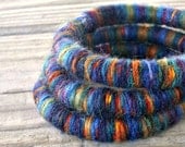 Bangle Bracelets - Yarn Bracelets - Yarn Wrapped Soft Fibre Bracelets in City Lights Dark Blue - Womens Accessories