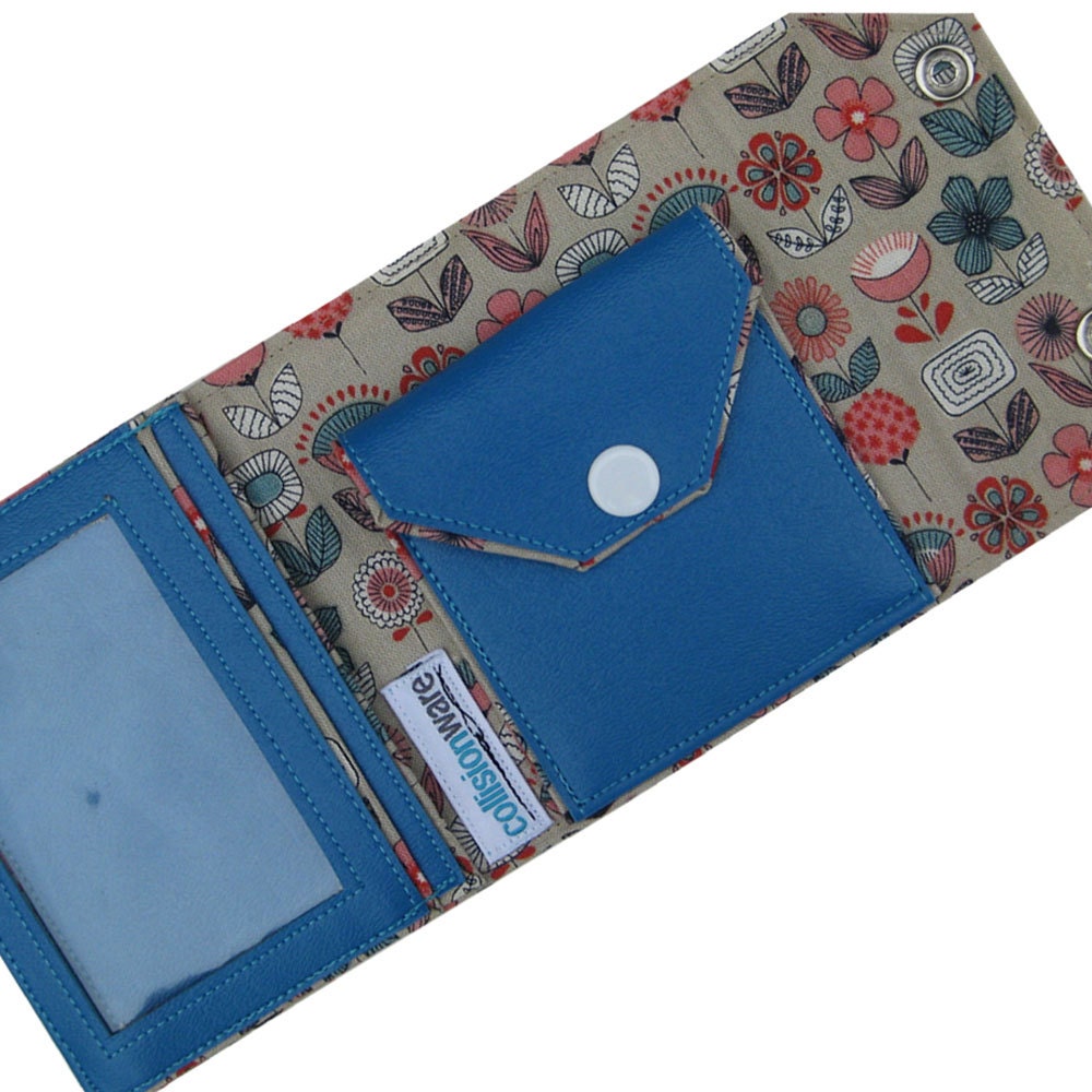 Blue Flowers Vinyl Travel Wallet