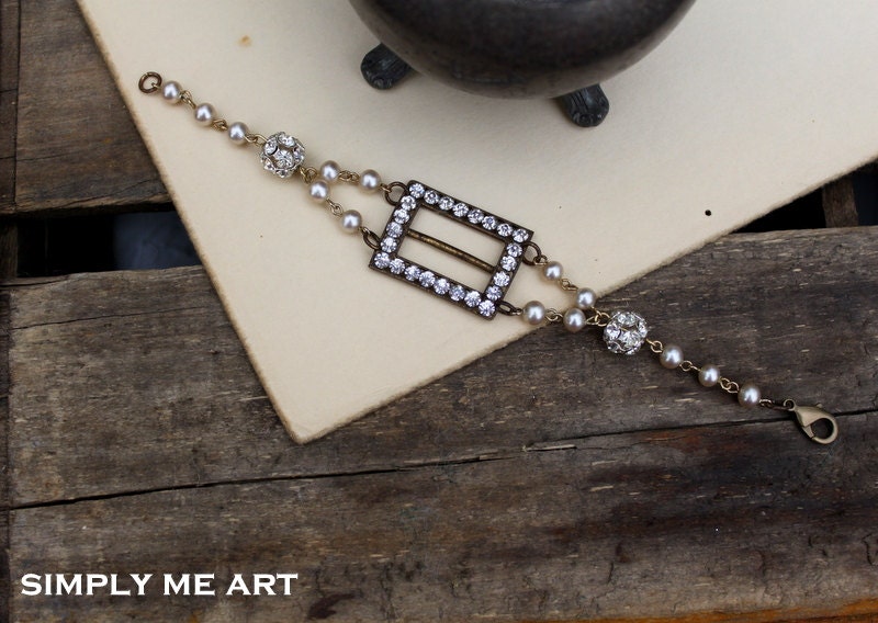 Vintage Rhinestone Buckle and Pearl Bracelet...Dolled Up Five