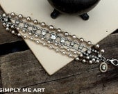 Vintage Rhinestone Pearl and Cameo Layered Bracelet...Dolled Up Seven