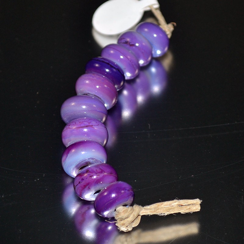 Handmade Purple Lampwork Glass Spacer Beads - PrimaDonnaBeads - SRA
