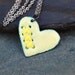Mended Enamel Heart Pendant Necklace Copper Enameled Jewelry Sewn Yellow