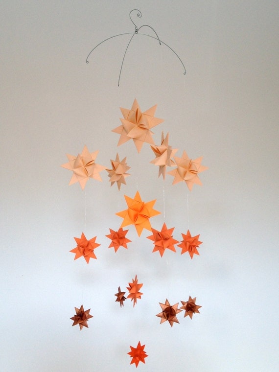 RESERVED Baby Crib Mobile Hanging Origami Stars -'Milky Way' Ombre Orange