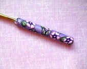 Crochet Hook, Floral Covered Handle, Polymer Clay, Boye, Size H