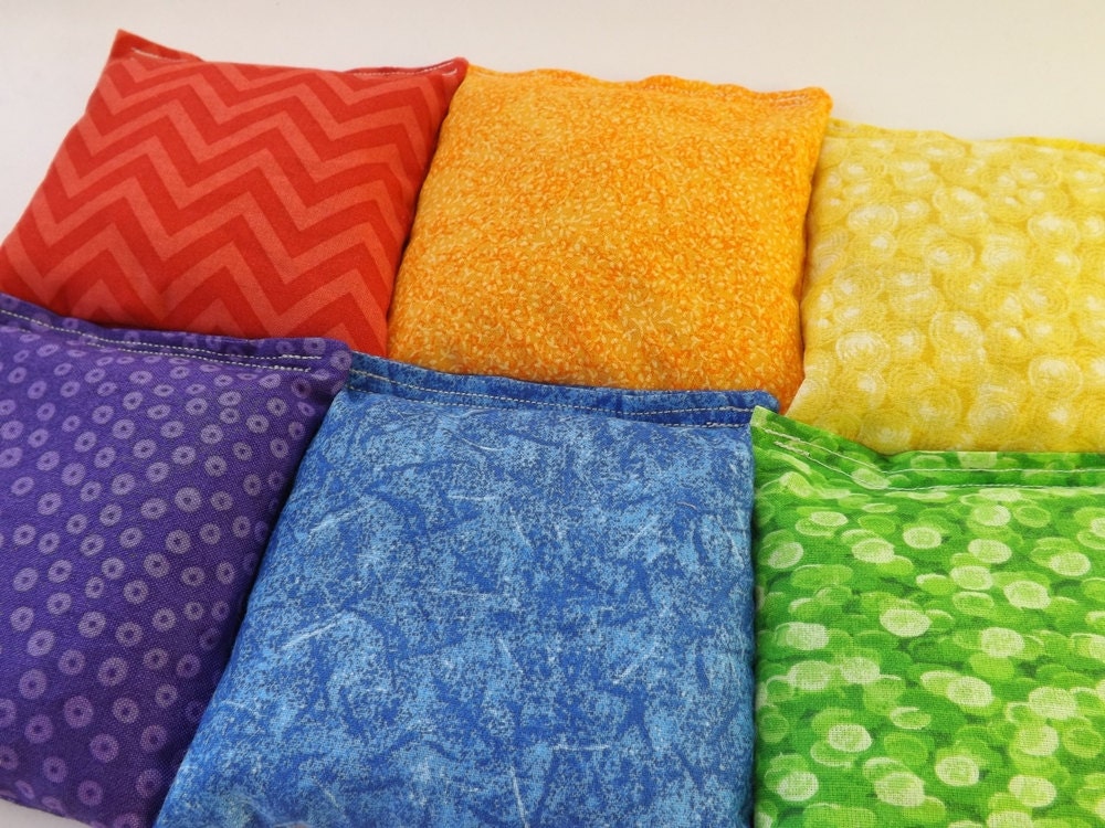 Set of 6 Bean Bags - Sensory Toy / Game / Party Favors -  Rainbow Colors