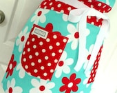 Modern Womens Full Apron Patriotic Adult Chef Hostess - Michael Miller Plain Jane Daisy Red White Blue
