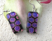 Fun - Pink Purple Earrings -   Dichroic Glass Jewelry - Dichroic Fused Glass Earrings Sterling Silver - 040613e125