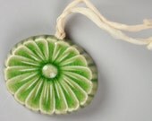 Green Chrysanthemum Porcelain Ceramic Necklace