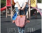 SALE 30% off (Coupon code - Marchsale) Candy bag  2 way Leather n Canvas -- red n white
