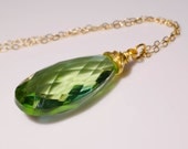 Green Amethyst Gemstone Necklace February Birthstone