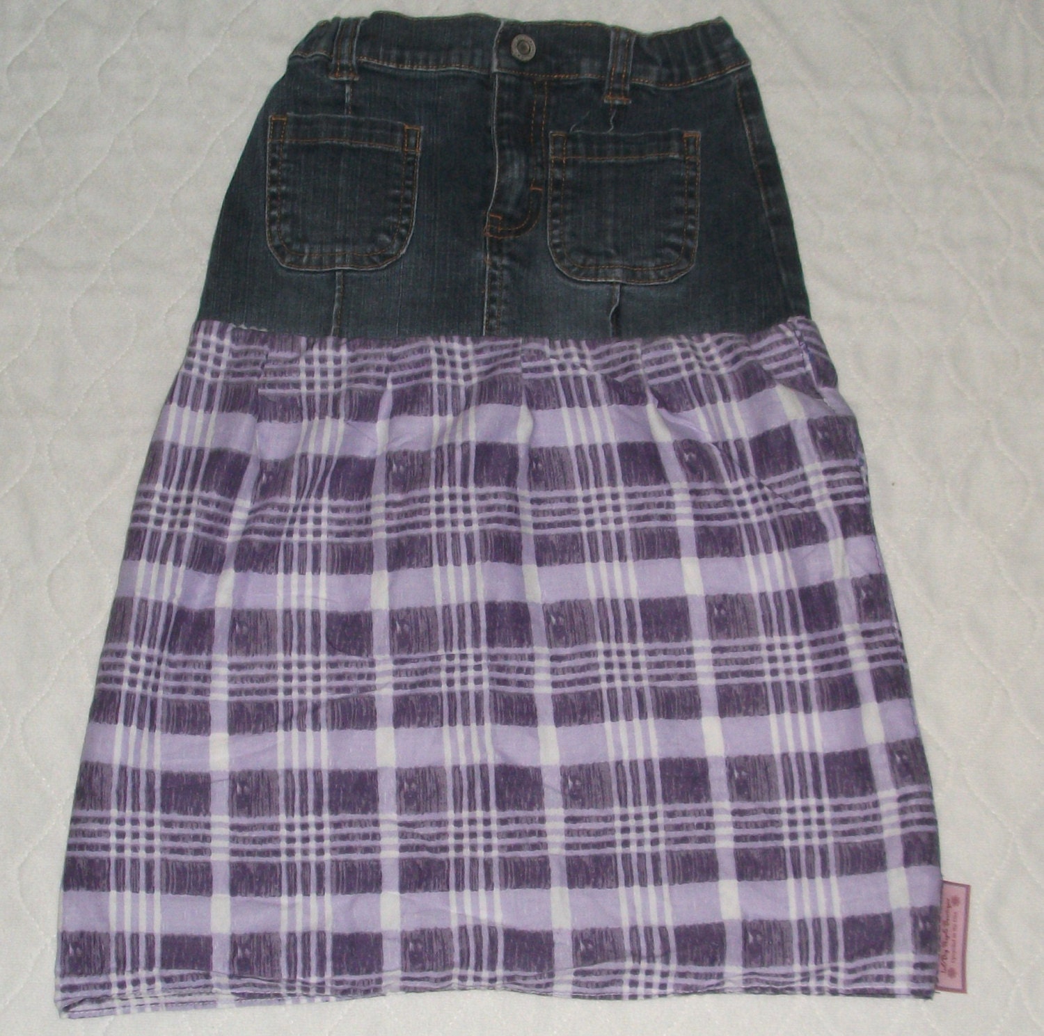 Upcycled Repurposed Gap Denim Size 5 Lavendar Purple Modest skirt Girls Toddlers