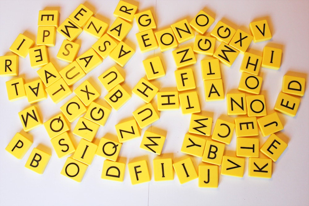 77 Yellow and Black Plastic Game Letters For Crafting