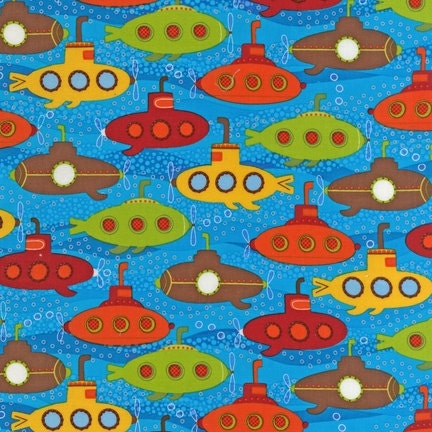 NEW Pink Light Design, Splish Splash 3, Submarine Marine Fabric - By the Yard