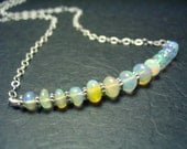 Fiery Opal Sterling Silver Gemstone Necklace 18 inches long