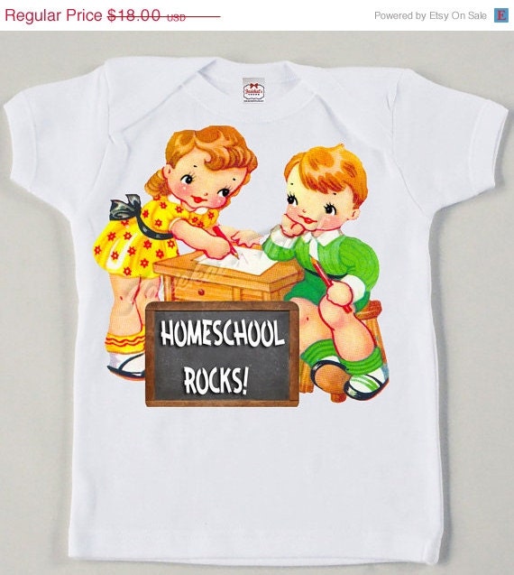 ON SALE Vintage Homeschool Tee Custom Size Retro Back to School