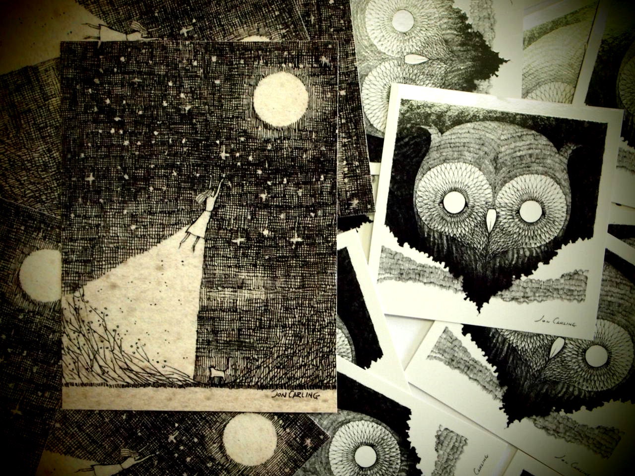 Sticker Pair - Owl and Lunar Cult