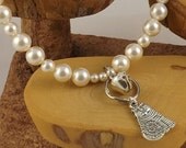 Princess Kitty Cream Swarovski Pearl Kitty Cat Bling Beaded Collar complete with breakaway safety buckle bell and tag ring