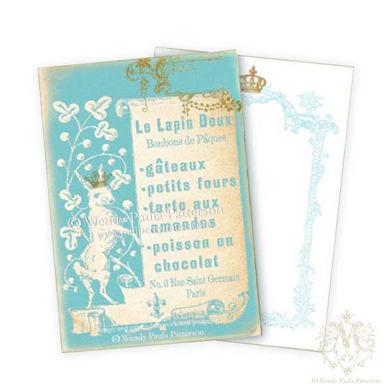 Bunny Rabbit, Note cards, Invitations, Easter Cards, French Cards, Menu, Silhouette, Bonbons, Aqua Blue