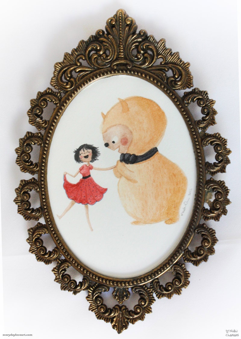 Original Art, Framed Watercolor "Dance with Me" - OOAK