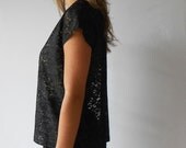 Black floral lace t shirt, slouch tee