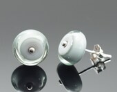 Medium Glass Stud Circle Earrings in Silvery Gray
