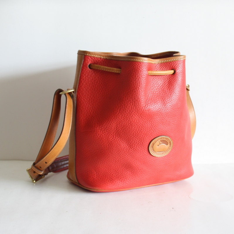 Vintage Dooney Bourke Red Draw String Shoulder Bag