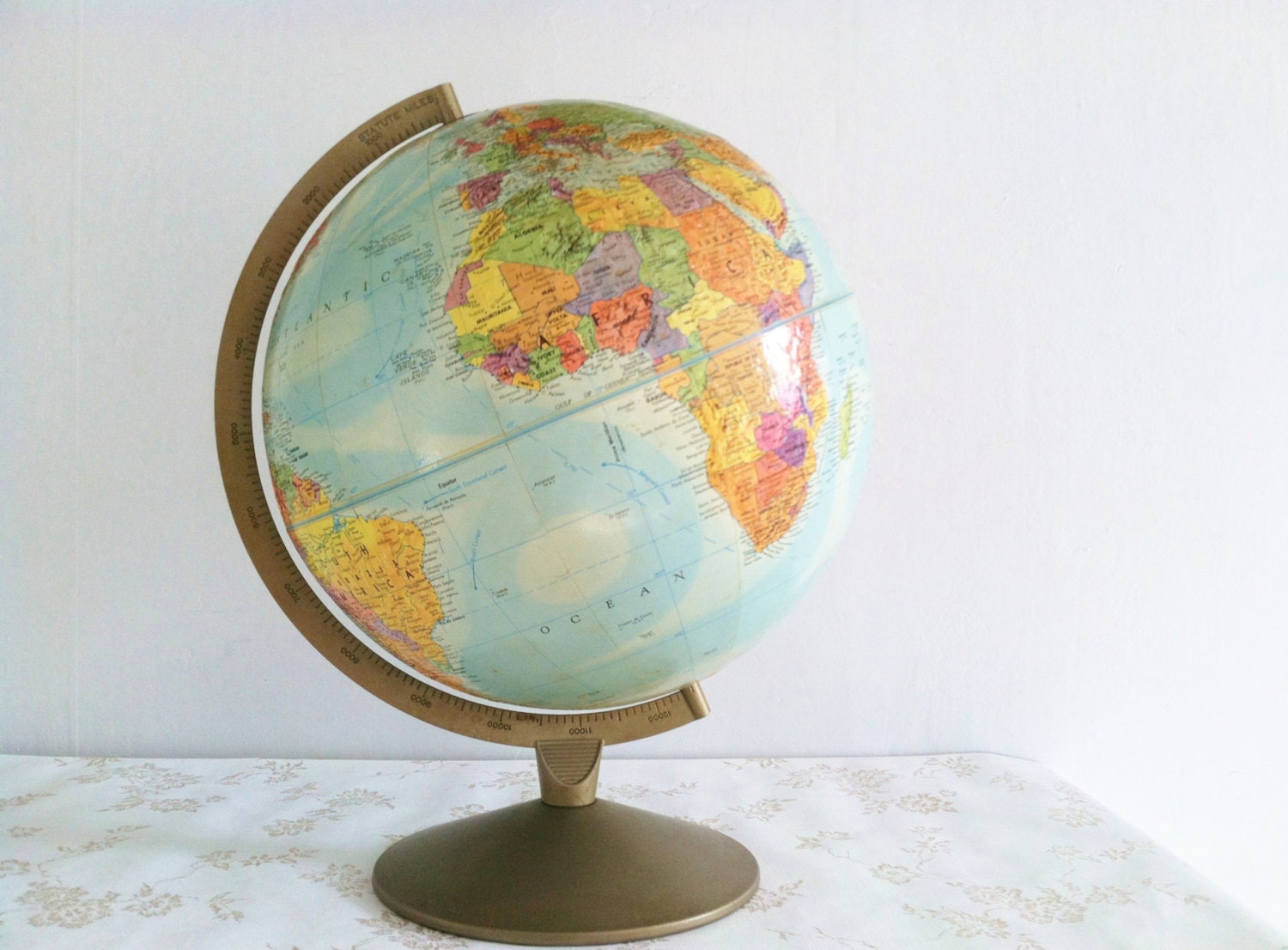 vintage Replogle Relief Globe mid century