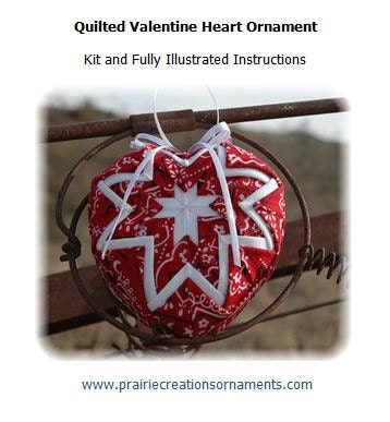 Quilted Heart Bandana Valentine Ornament Pattern and Kit to Make Your Own