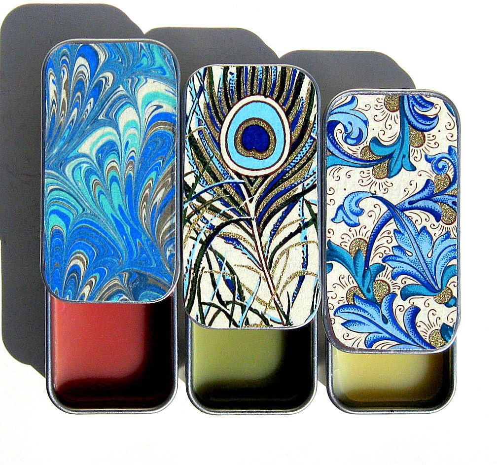 Kissa Lip Balm in Keepsake Gift Tin - Natural Handcrafted and Vegan Friendly. Choice of 3 Flavors. "Peacock"