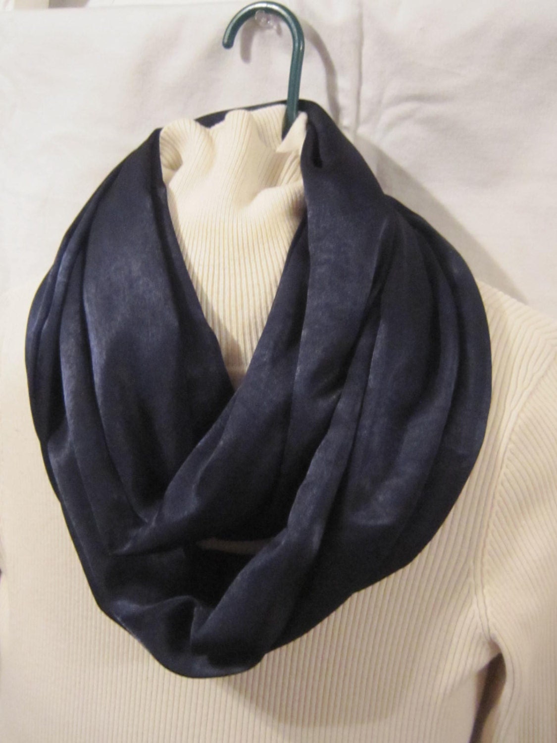 Infinity scarf, circle scarf, cowl scarf  for ladies in dark navy blue