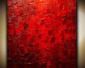 Original Palette Knife Painting Modern Large Red Abstract Painting Fine Art on Canvas Thick Texture Ready to Hang 30x30 by Susanna