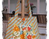 ON SALE was 35.00 -- Tote Bag- Orange Slices- Flowers- Stripes- Turquoise- Sage Green