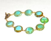 Green and Blue Glass Bracelet and Earrings