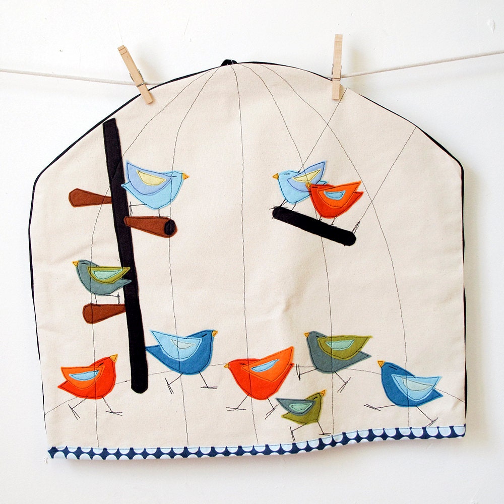 Birdy Bird Cage Felt Applique Kitchen Aid Mixer Cover