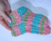 Children's hand knitted socks, size 2-3 toddler, spring garden