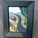 Handmade Extra Large Fabric Postcard,Quilted Greeting Card, Mountain Drive in the Country