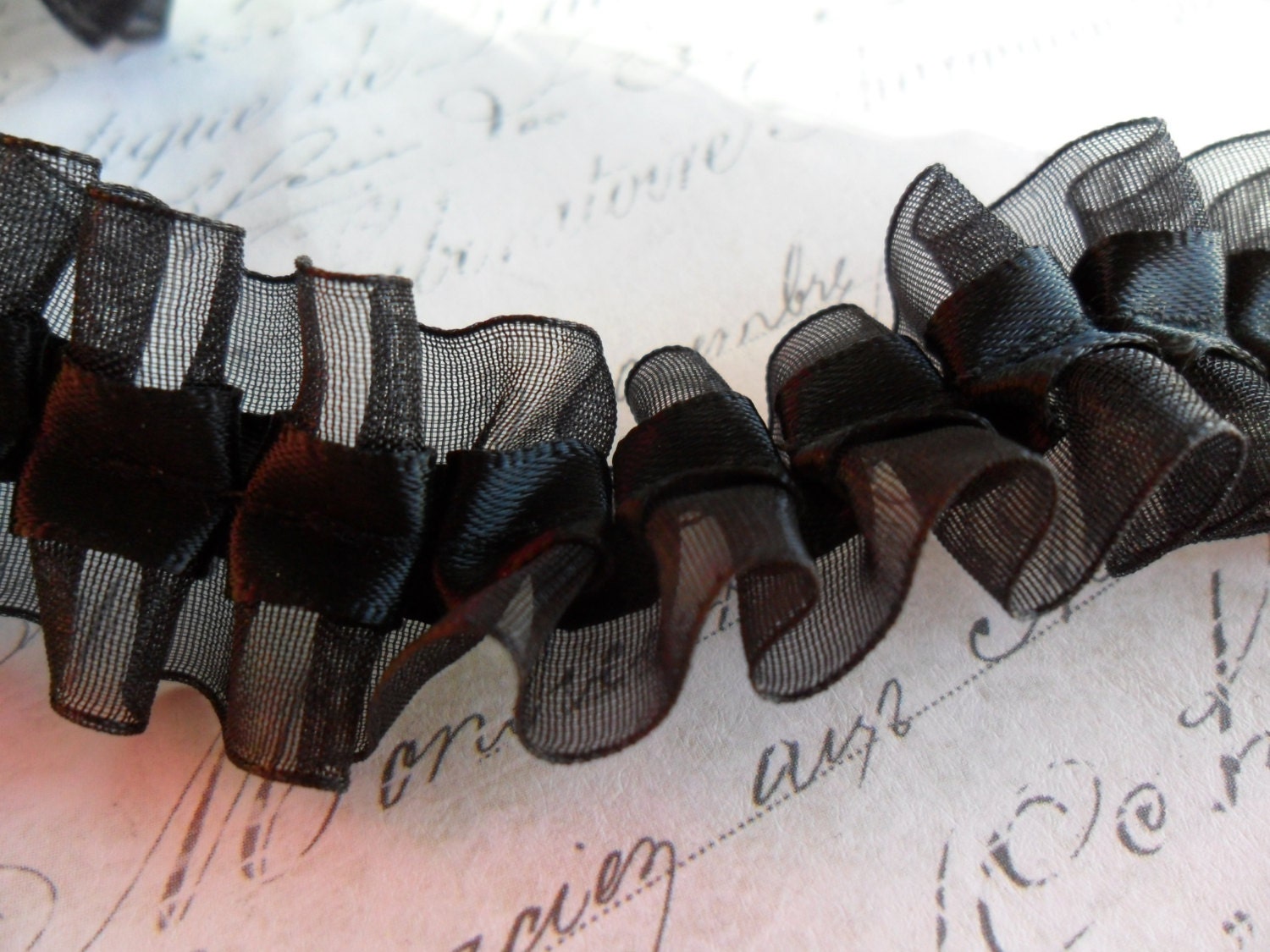 Tuxedo Black Organdy Ruffle with Black Satin Trim