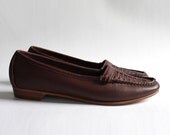 shoes 7.5 dark merlot leather slip on loafers. 80s Dexter comfy flats.