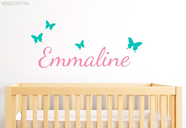 Child's Name Wall Decal - Fancy Butterfly Wall Decal - Personalized Wall Decal - Name Wall Decal - ND2