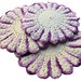 Vintage Crocheted Pot Holders - Purple and White Potholders - Vintage Kitchen Pot Holders - Cotton Trivets