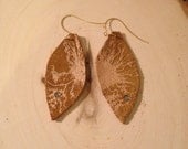Leather Feather tan earrings