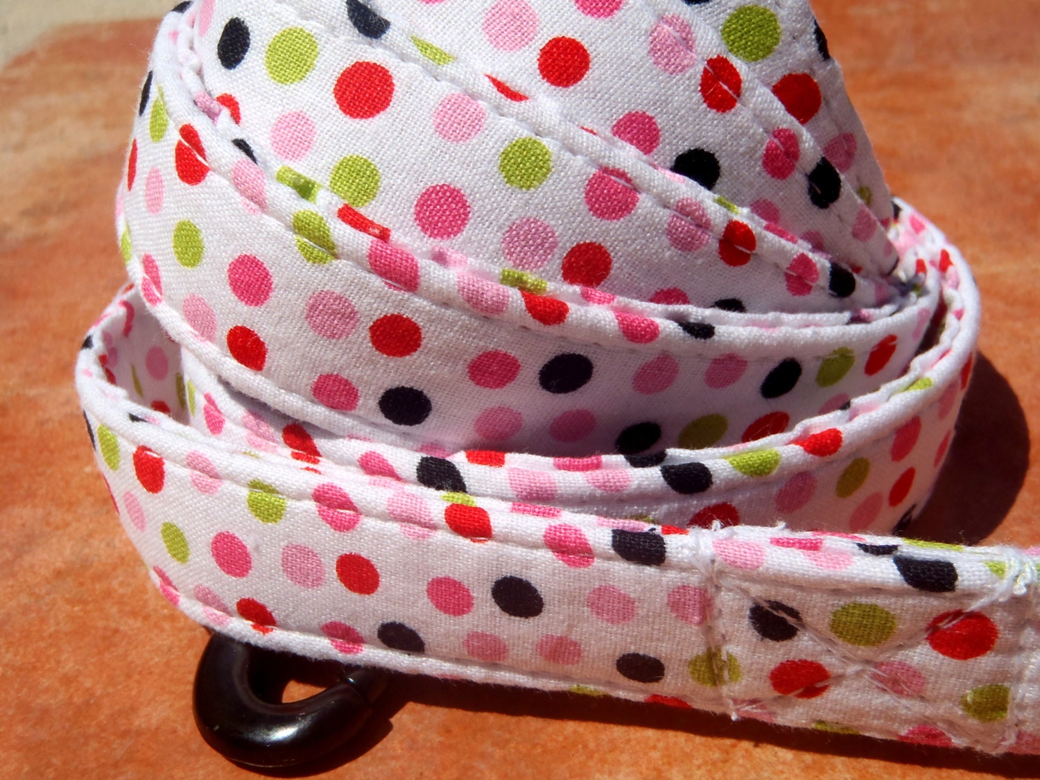 Candy Dot - Handmade Dog Leash 6ft Long Size - Organic Cotton Pet Leash