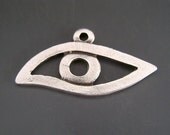 Naos - Greek Double Sided Evil Eye Pendant Silver Tone Lead Free Pewter 39mm - Warding Magical