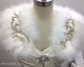 Rita Ostrich Feather and Crystal Wedding Bolero Jacket, Shrug- CC0039